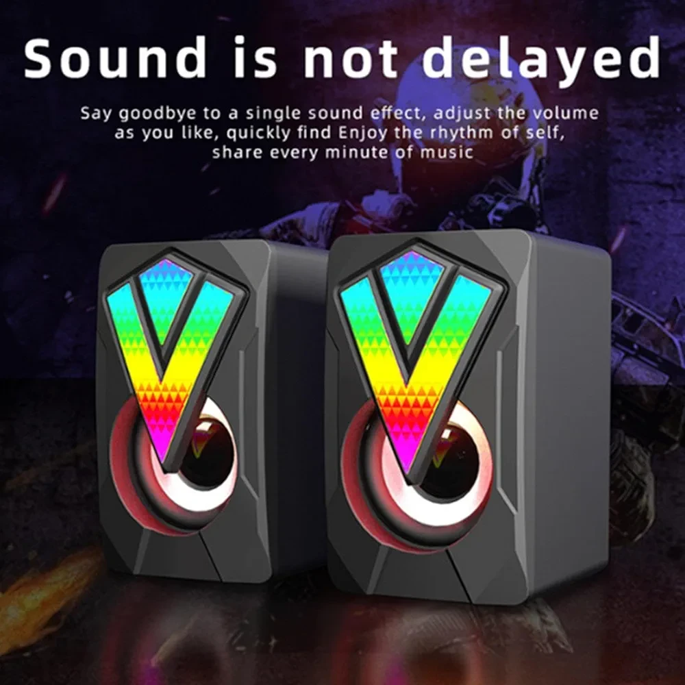 Game PC Speakers,RGB Speaker Multimedia Speakers - Glowing Computer Speaker Desktop Speaker Wired USB Speaker For Multimedia