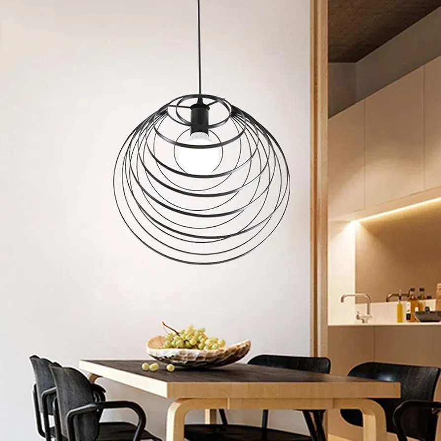 Simple - Wrought Iron Chandelier - Simple Fixture Single Head Restaurant Ceiling Light Black Led Pendant Light Lighting Device, Pendant Lights Modern