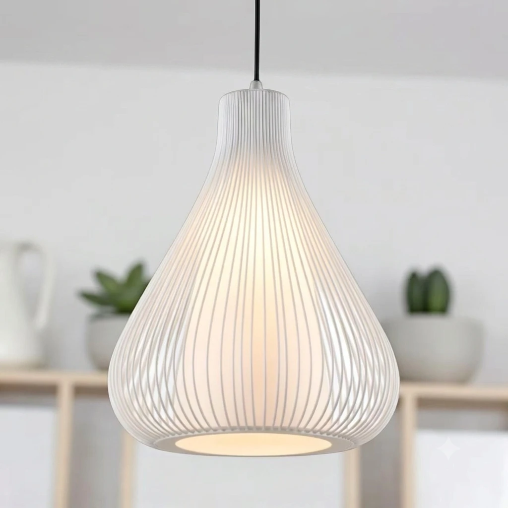 Industrial Pendant Retro One-Light Adjustable with Metal Cage Shade, White Finish