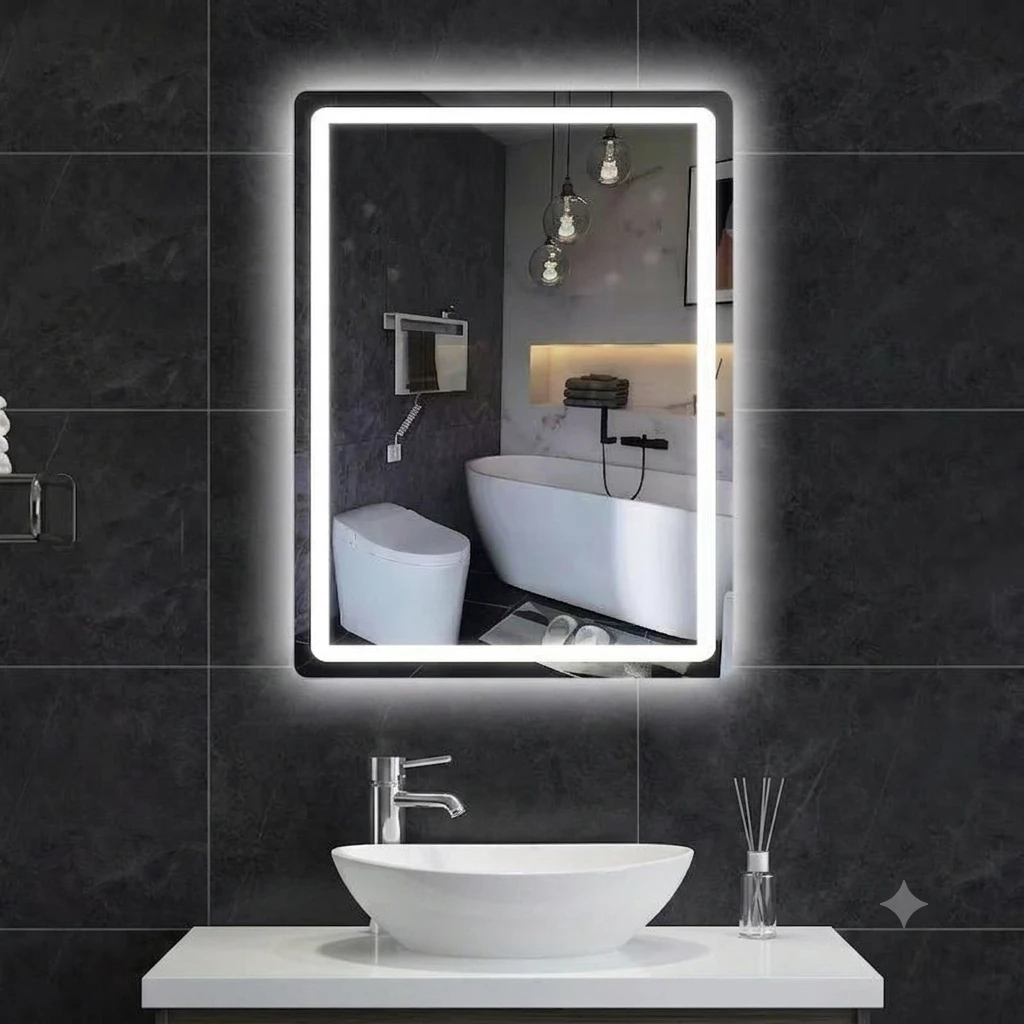 Led Bathroom Mirror With Light 50x70 Frameless Lighted Vanity Mirror Wall Mount, Fogless, 3 Color Mode, Stepless Dimmable Front Light And Backlit, Smart Touch Sensor, Tempered Glass