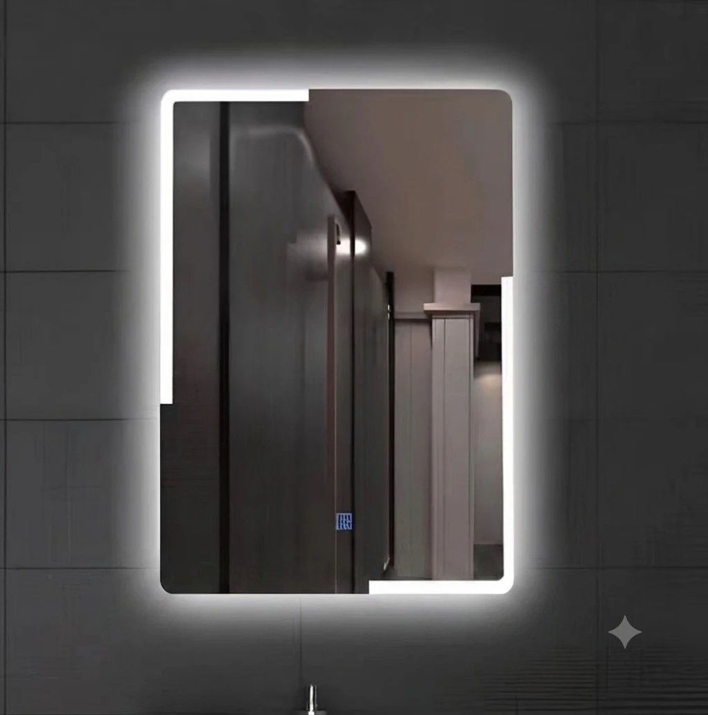 Modern LED bathroom mirror featured in a 60x80cm