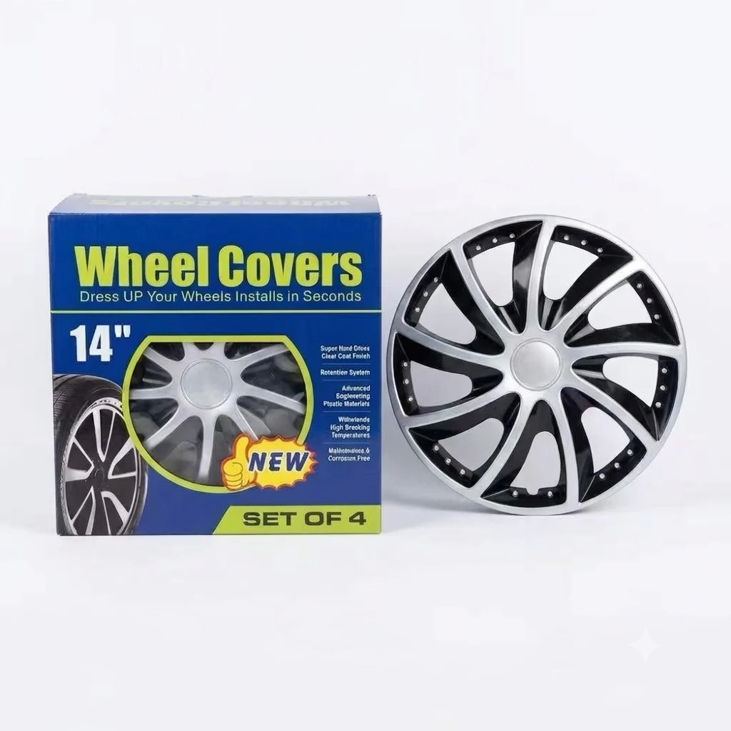 15" Set of 4 Wheel Covers black/silver