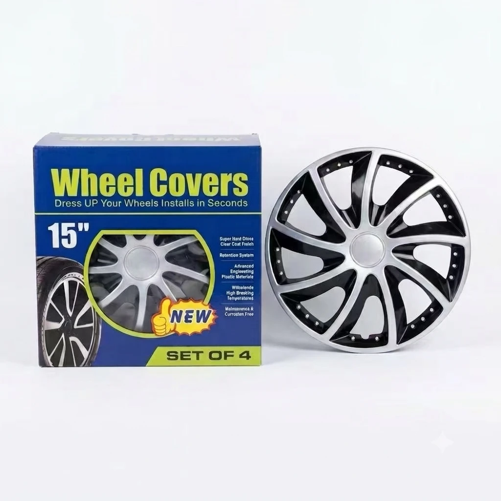 16" Set of 4 Wheel Covers black/silver