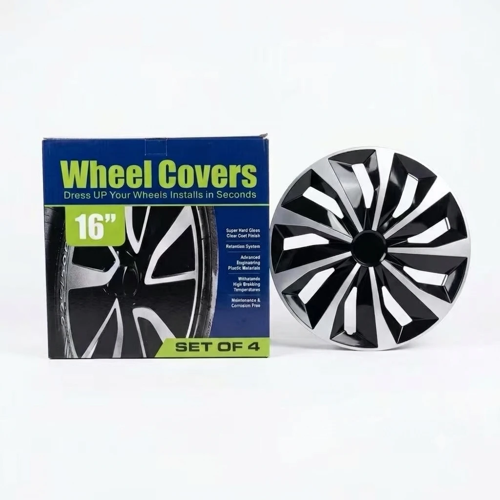 16" Set of 4 Wheel Covers black/silver