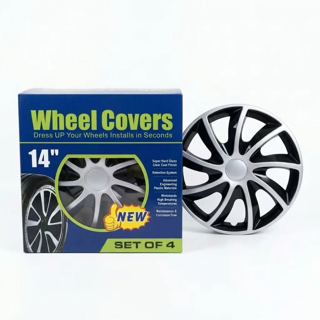 14" Set of 4 Wheel Covers black/silver