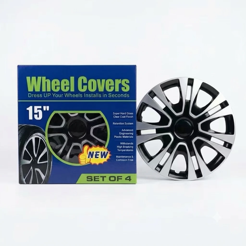 14" Set of 4 Wheel Covers black/silver