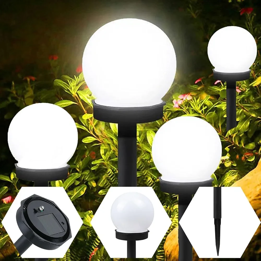 Sunshine smile Pack of 4 Solar Lights for Outdoor Sphere, Solar Garden Lights for Outdoors, Ball Solar Fairy Lights Outdoor with White Light, Solar Lights for Outdoor Patio, Yard, Path, Garden Art