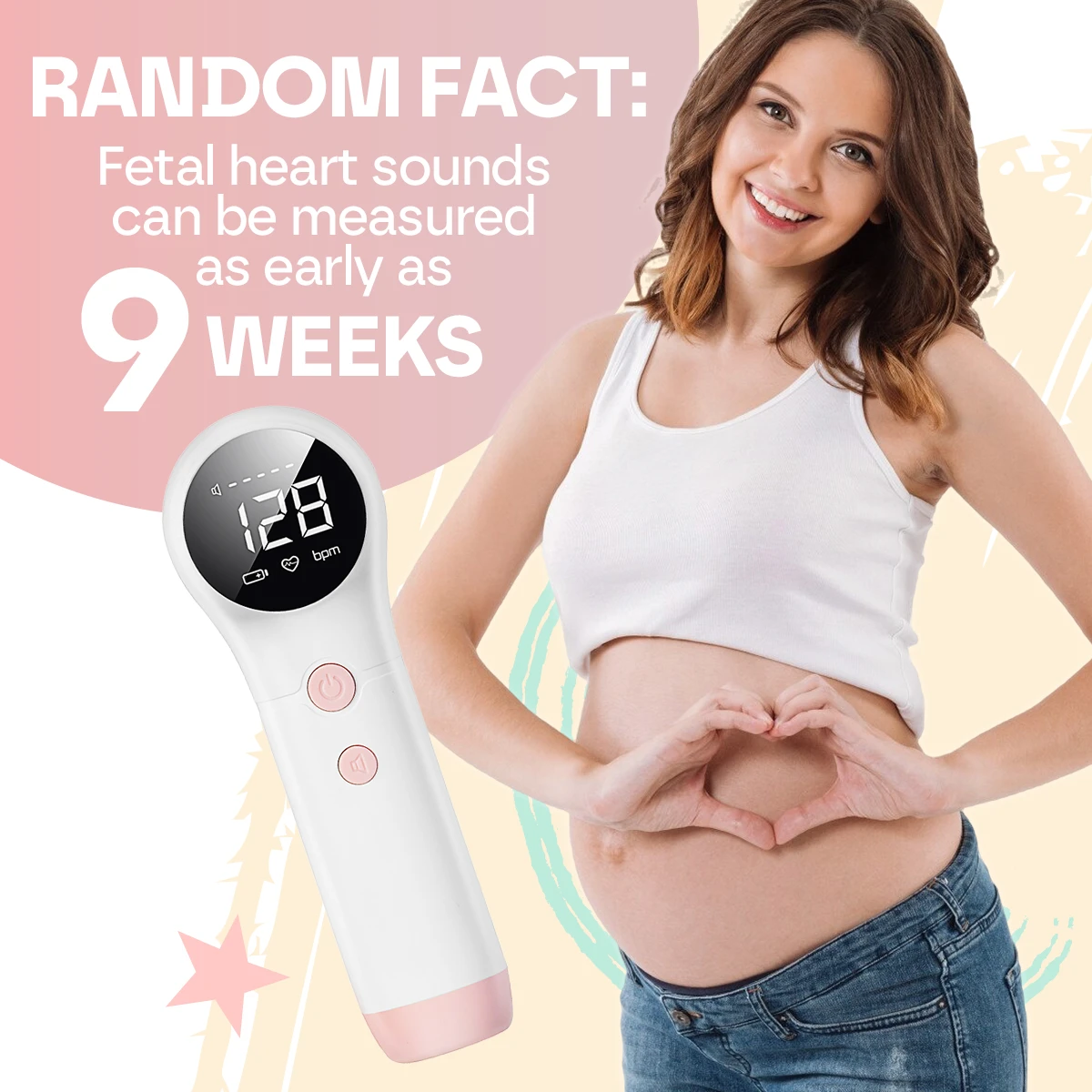 Baby Heartbeat Detector Intelligent Noise Reduction Fetal Heartbeat Detector