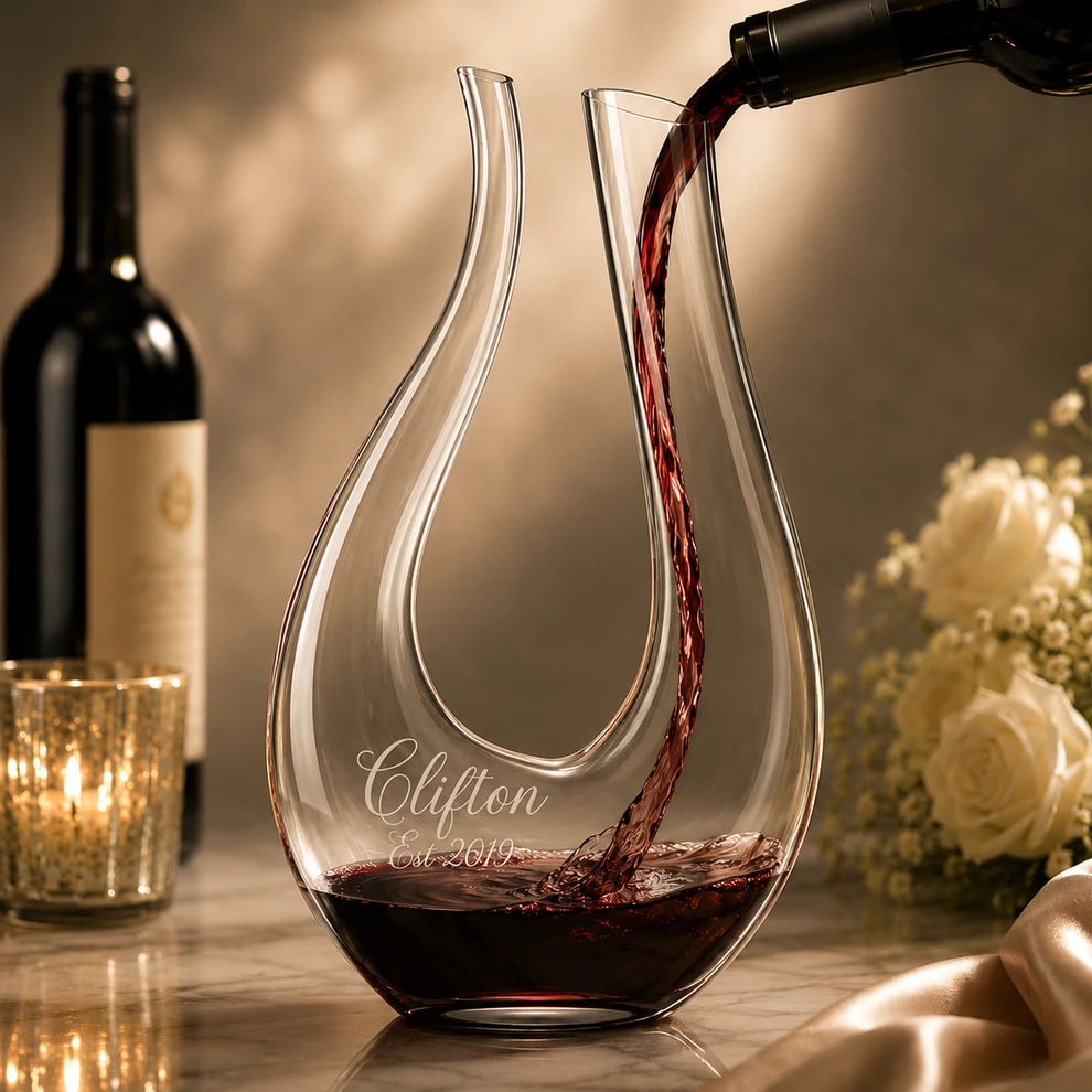 Elegant Glass Wine Decanter – Hand-Blown, Lead-Free Crystal Carafe for Red & White Wine, Aerates & Enhances Flavor