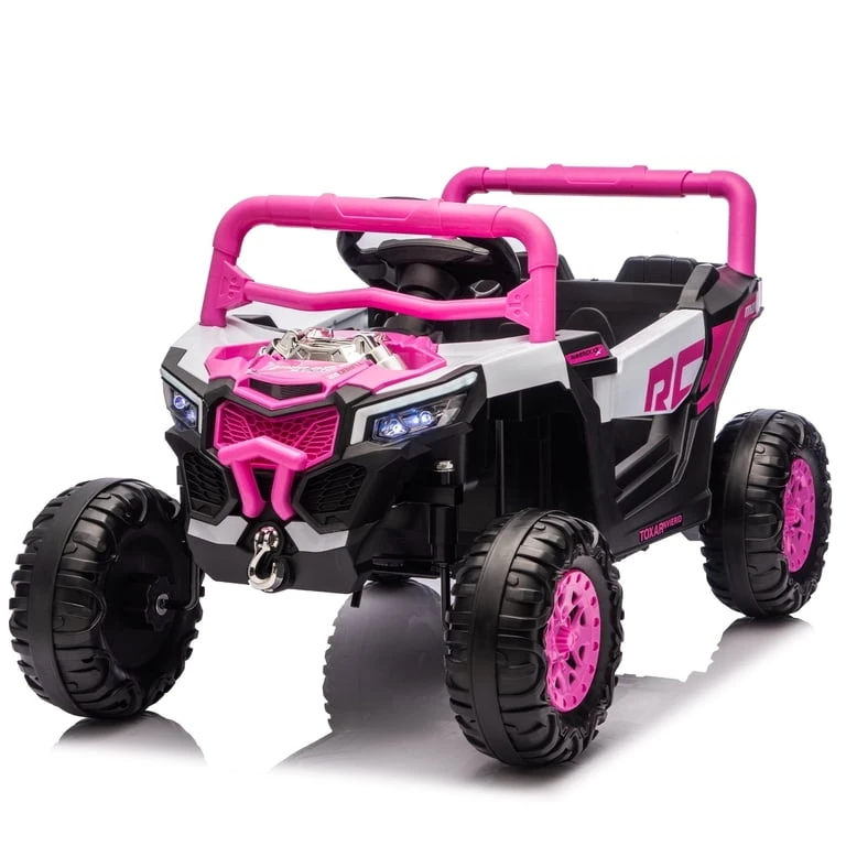 SaveJoy 12V Ride on Toy Car for Toddler Kids, 4 wheeler for kids Car toys with Parent Remote Control, LED Lights for Boys Girls, Pink