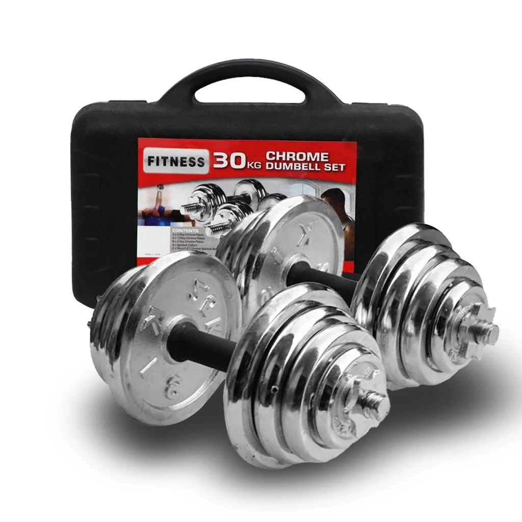 30KG Dumbbell Set Weight Dumbbells Home Gym Training Fitness BarBell Equipment Case
