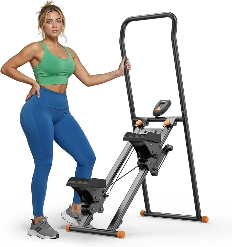 Vertical Climber, Stair Climber for Full-Body Workout, Compact & Foldable Cardio Exercise Stepper Machine, Adjustable Handlebar & Pedals, 300LBS Loading Capacity