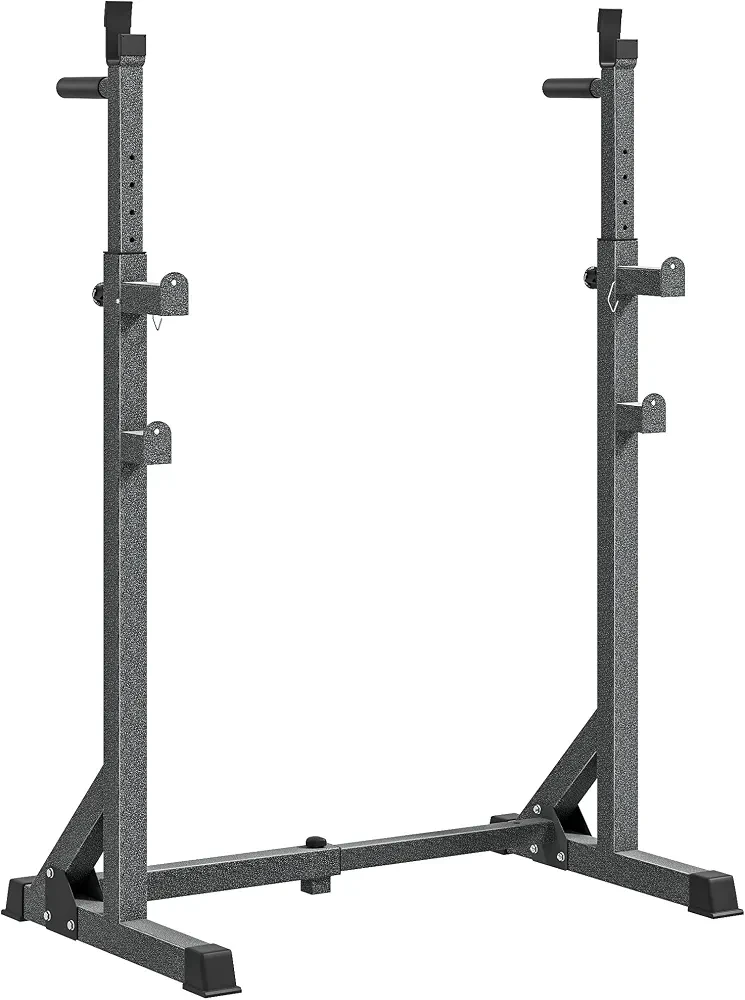 Heavy-Duty Squat Rack, Adjustable Barbell Rack with Dip Station, Multi-Function Weight Lifting, for Home, Gym, Max Load 150kg - Black