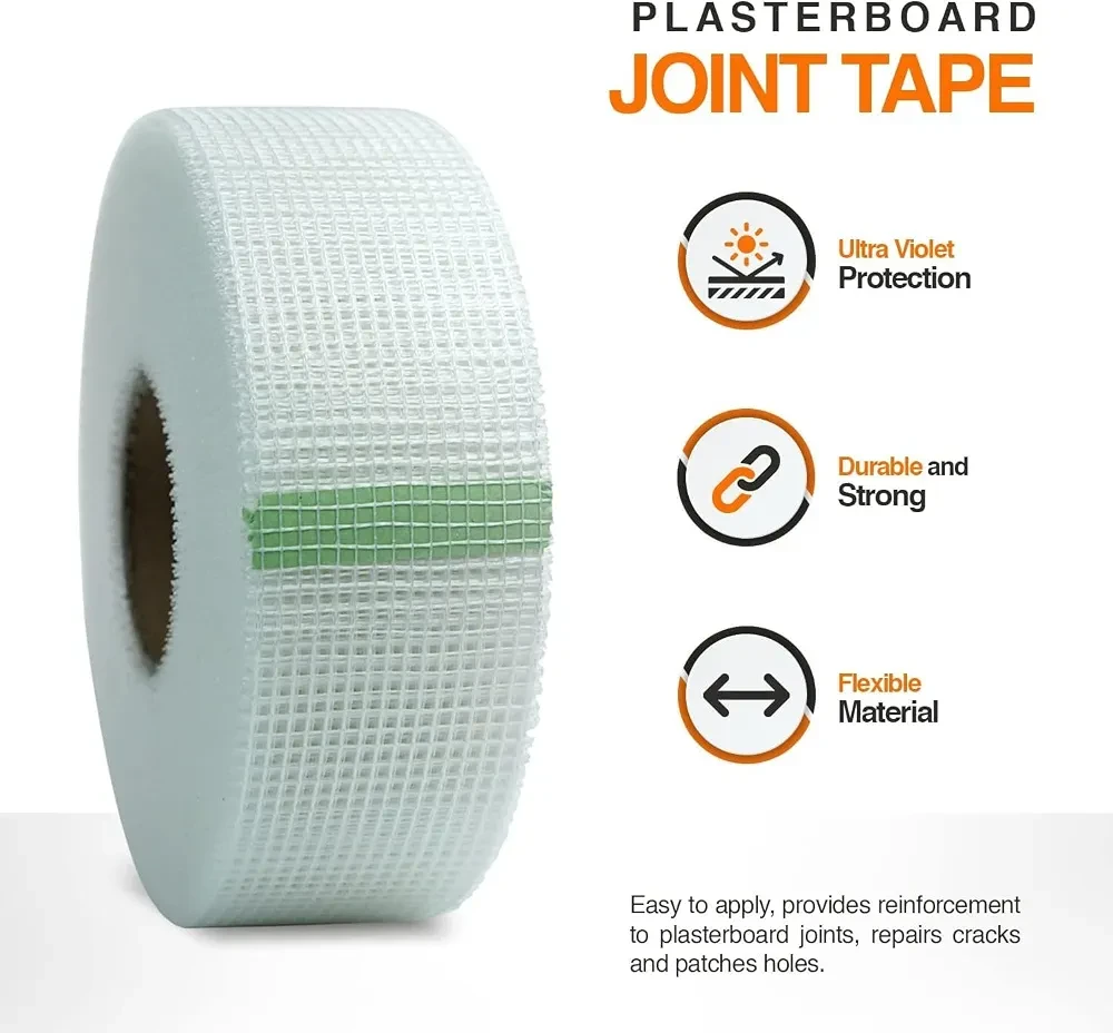 Self-Adhesive Fiberglass Mesh Tape for Wall, Ceiling, Seam Patch, Long Plasterboard Scrim Tape