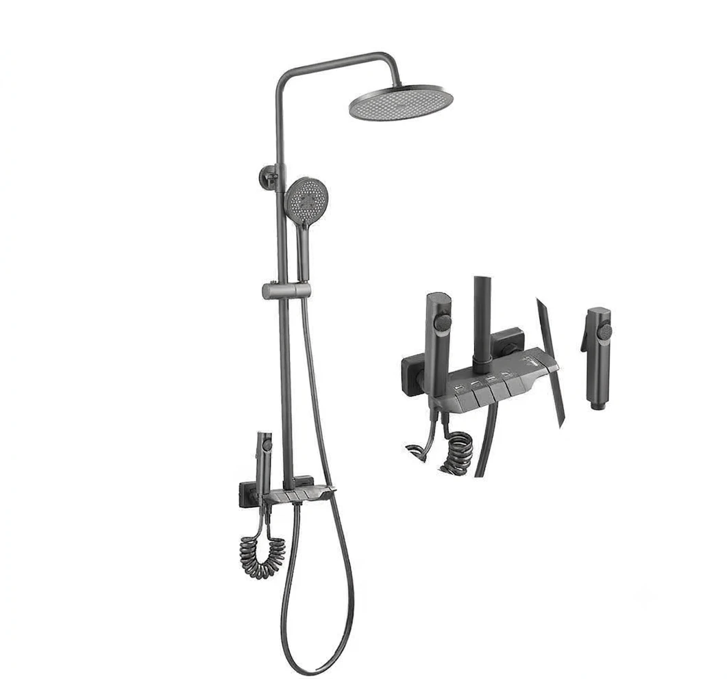 Modern gun gray bathroom shower system