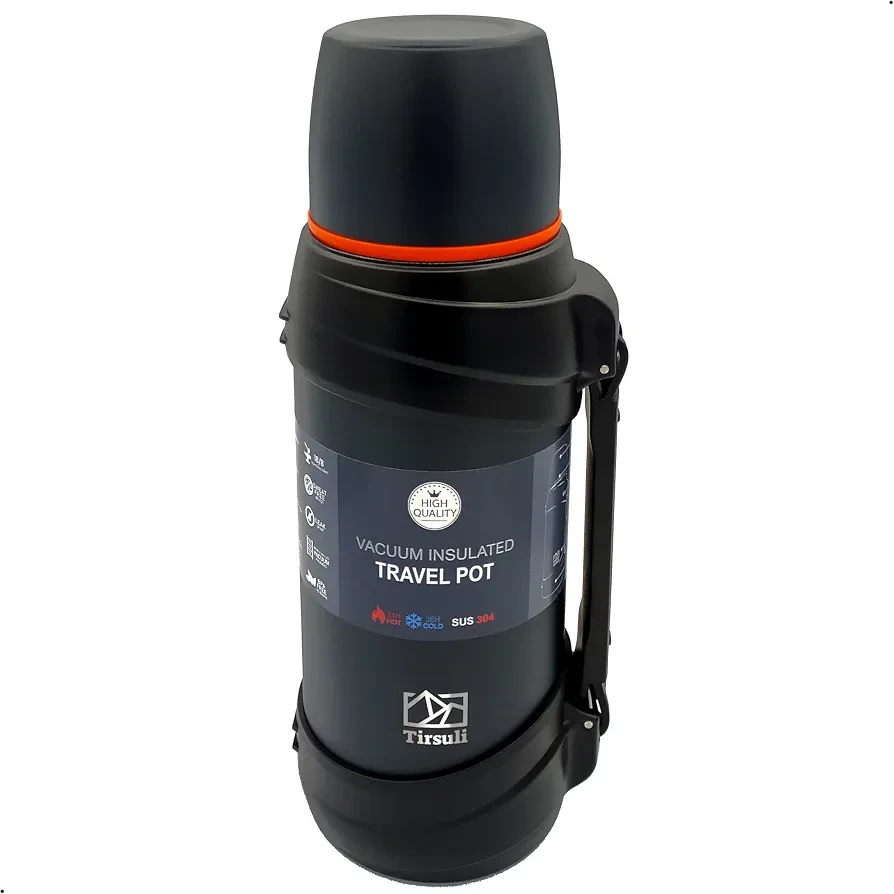 Travel Flask 2 Litres – Double Walled Stainless Steel – Camping or Hiking Hot or Cold Over 24 Hours, Water, Coffee, Milk, Tea or Mate