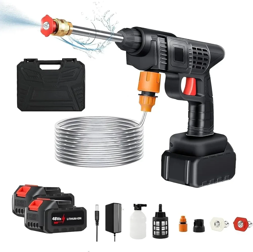 48V Cordless High-Pressure Washer – Double Battery Rechargeable Electric Water Spray Gun with Adjustable Nozzle, Powerful Handheld Washer for Car, Bike & Home Cleaning 55% off