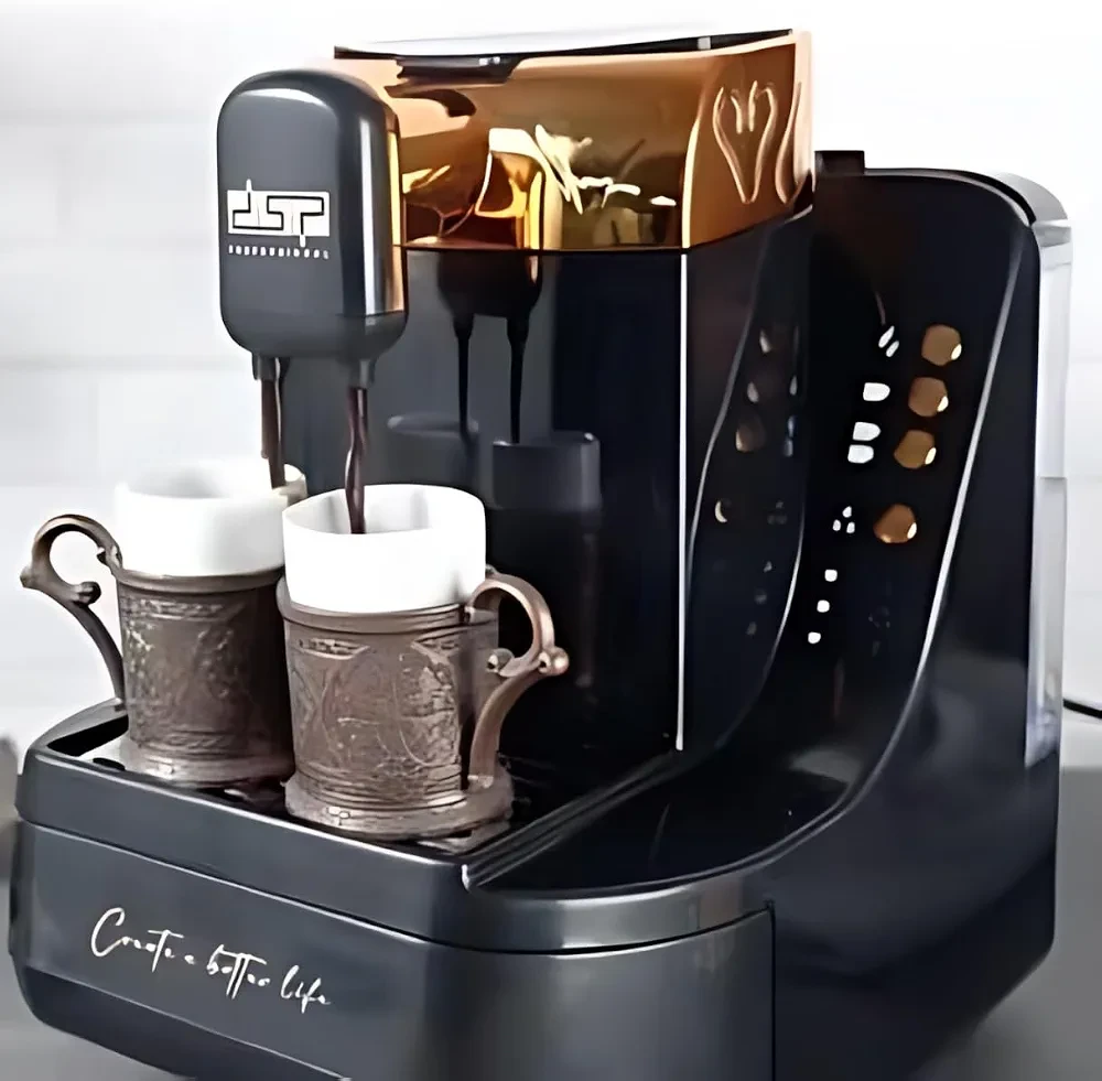 Turkish KA-3114 Cappuccino Coffee Machine 700W Black Automatic Stirring, Adjustable Water Flow Slow and Quick Brew Times 140 Seconds and 90/140 Seconds