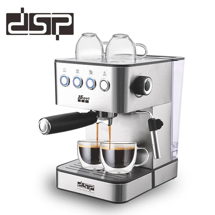 DSP Espresso 15 Bar Coffee Maker KA3090 | Capuccino | Milk Foam | Modern Kitchens | Steam Nozzle for Frothing Milk and Preparing Hot Drinks