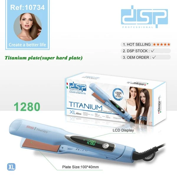 DSP 10734, Professional Hair Straightener Titanium Plate 100x40mm