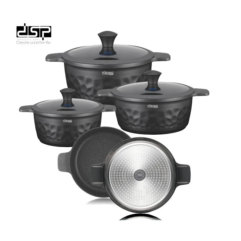 DSP Die-Casting Non-Stick Casserole Set – 7 Pieces (CA022-S01-Black)