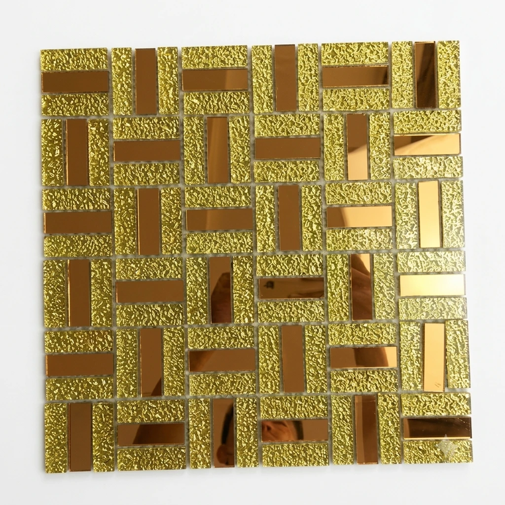 Yellow Gold 30x30cm self-adhesive glass mosaic tile