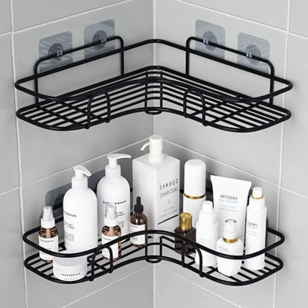 Self Adhesive Corner Shelf for Bathroom/Kitchen Wall Mounted Rack Shelf